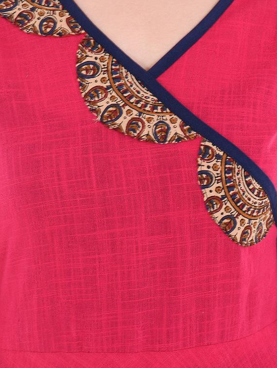 pink cotton angrakha kurta - 14610855 - Zoom Image - 4