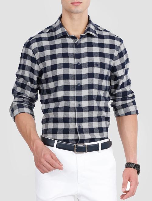 navy blue cotton casual shirt - 14611861 - Standard Image - 1