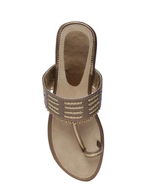 gold leatherette ethnic kolhapuris - 14612041 - Standard Image - 3