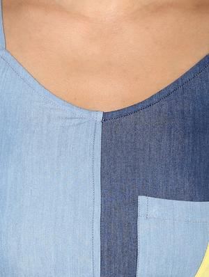 color block tie-knot detail denim dress - 14612479 - Standard Image - 5