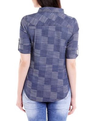 blue cotton printed shirt - 14613398 - Standard Image - 3