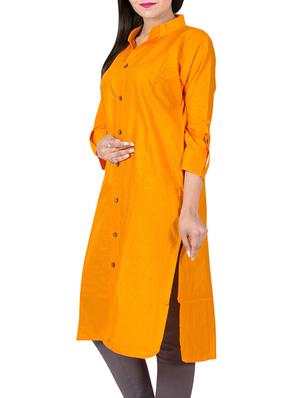 yellow rayon straight kurta - 14615014 - Standard Image - 2