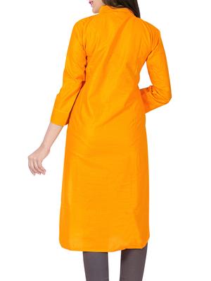 yellow rayon straight kurta - 14615014 - Standard Image - 3