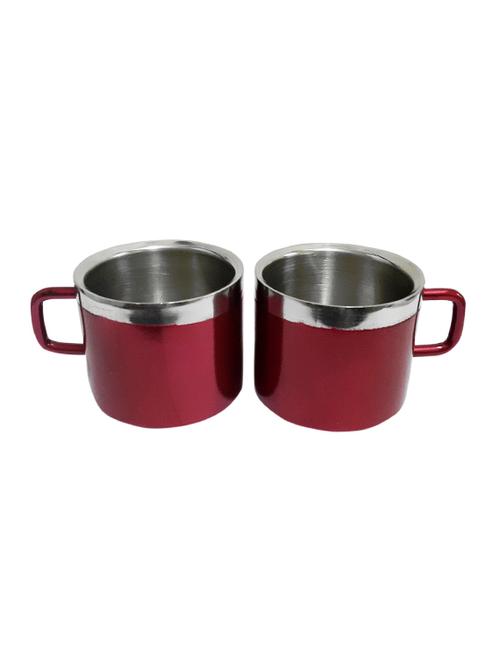 Set of 2 Stainless steel double wall Maroon cups - 14616270 - Standard Image - 1