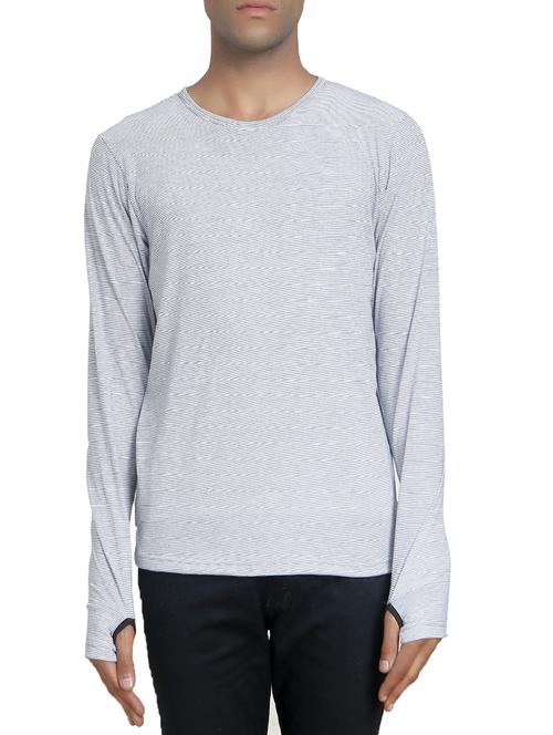 white cotton thumb hole t-shirt - 14619396 - Standard Image - 1
