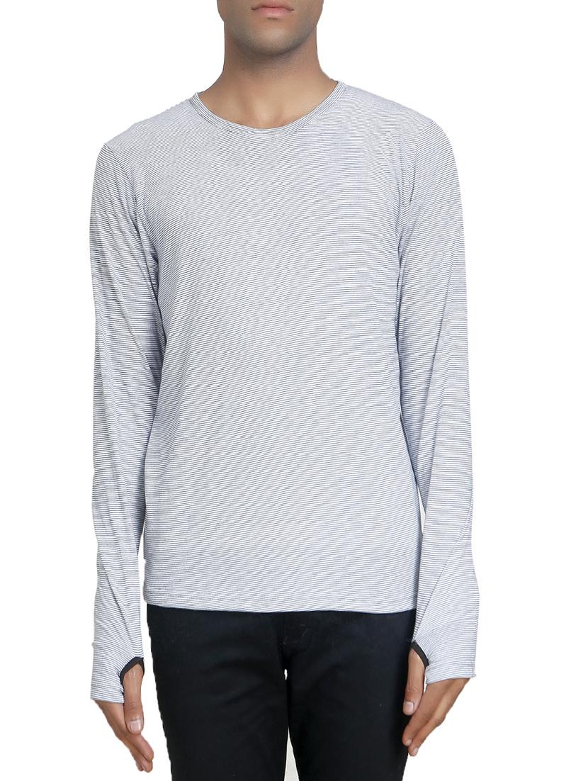 white cotton thumb hole t-shirt - 14619396 - Zoom Image - 1