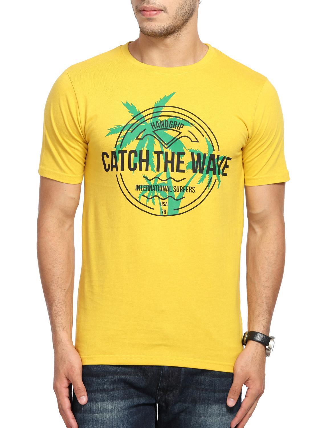 yellow cotton chest print tshirt - 14620863 - Zoom Image - 1