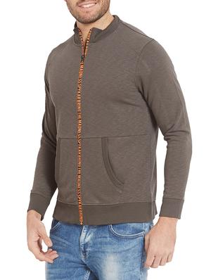 brown solid casual jacket - 14626068 - Standard Image - 2