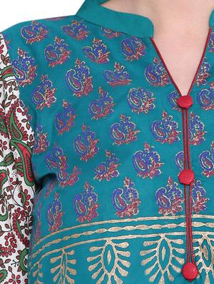 green cotton straight kurta - 14626444 - Standard Image - 4