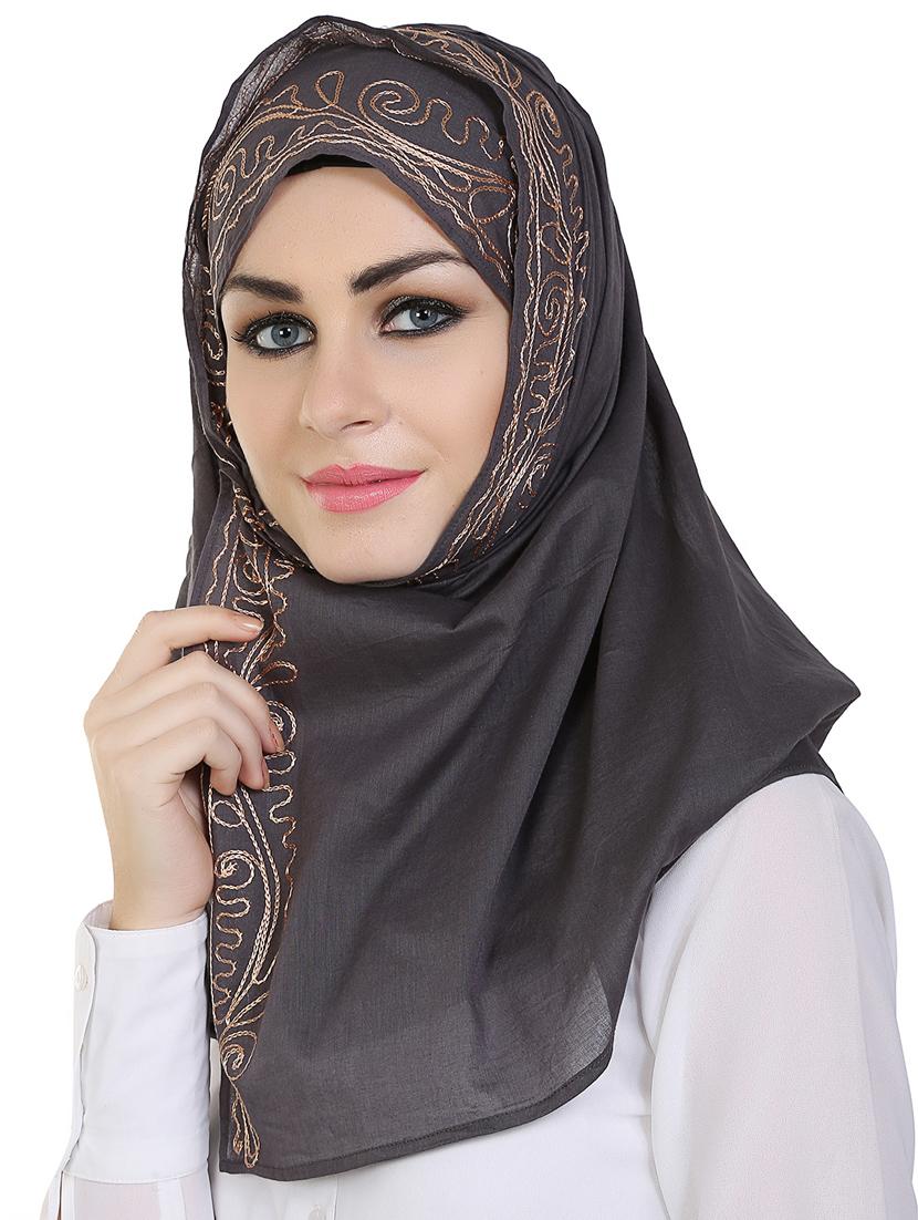 momin libas grey cotton stole - 14626520 - Zoom Image - 2