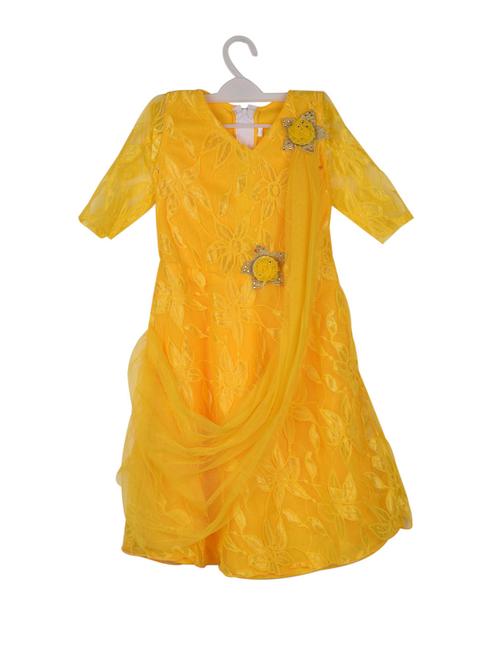 yellow net frock - 14626744 - Standard Image - 1
