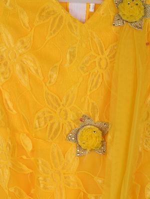 yellow net frock - 14626744 - Standard Image - 3