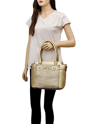 gold leatherette handbag - 14627105 - Standard Image - 6