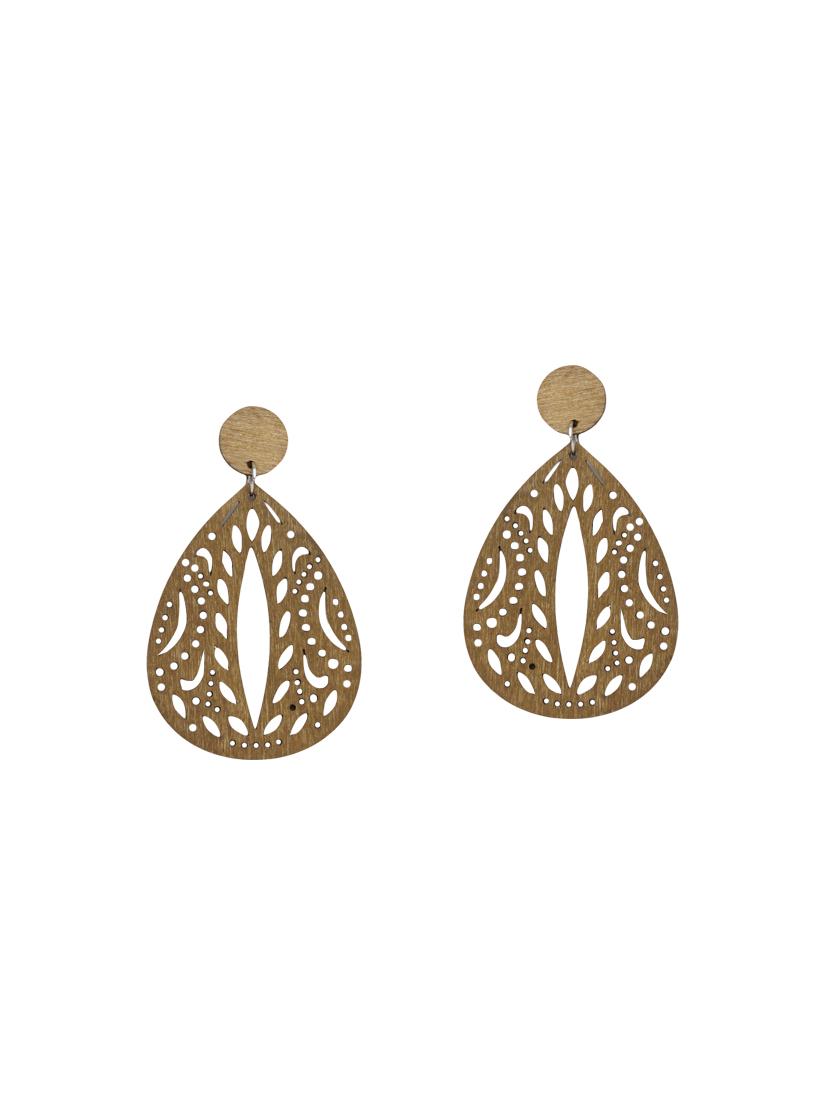brown wood drop earrings - 14627292 - Zoom Image - 1