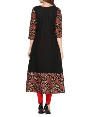 black cotton flared kurta - 14629541 - Standard Image - 3
