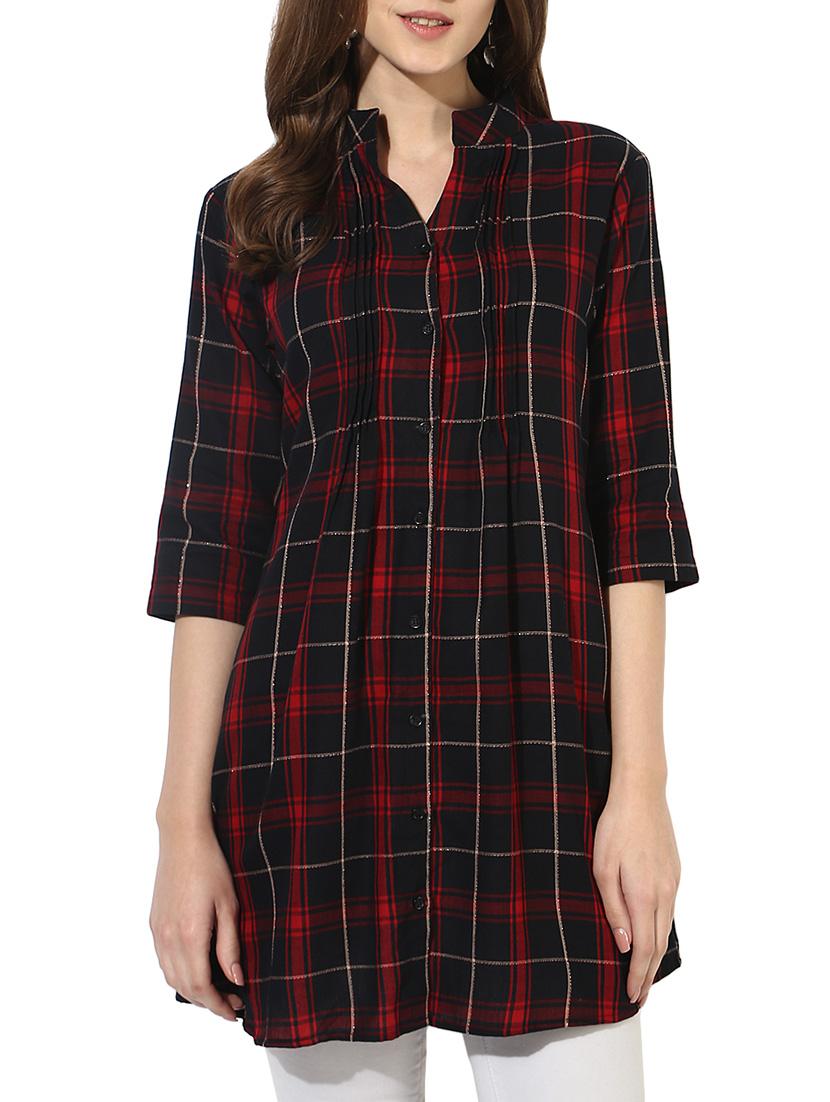 black checkered shirt tunic - 14630037 - Zoom Image - 1