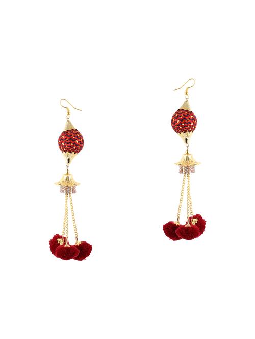 red cotton blend drop earrings - 14631469 - Standard Image - 1