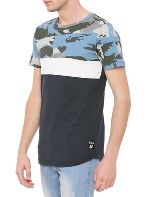 blue cotton chest print t-shirt - 14633631 - Standard Image - 2
