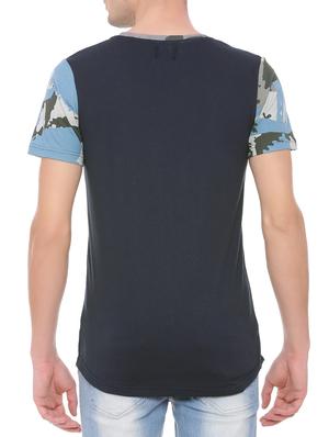 blue cotton chest print t-shirt - 14633631 - Standard Image - 3