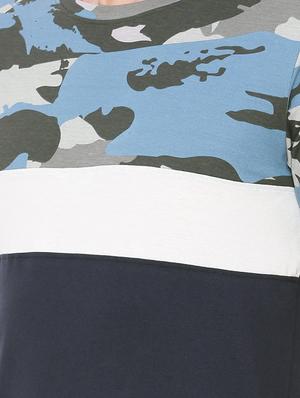 blue cotton chest print t-shirt - 14633631 - Standard Image - 4