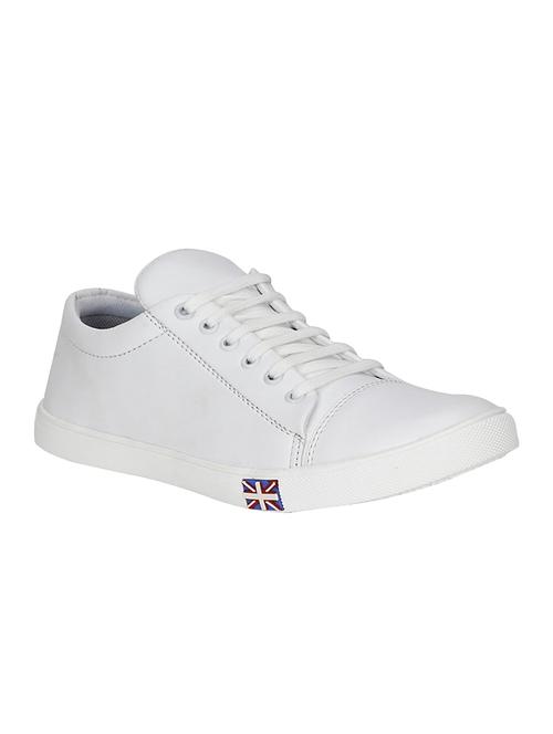 white leatherette lace up sneaker - 14633717 - Standard Image - 1