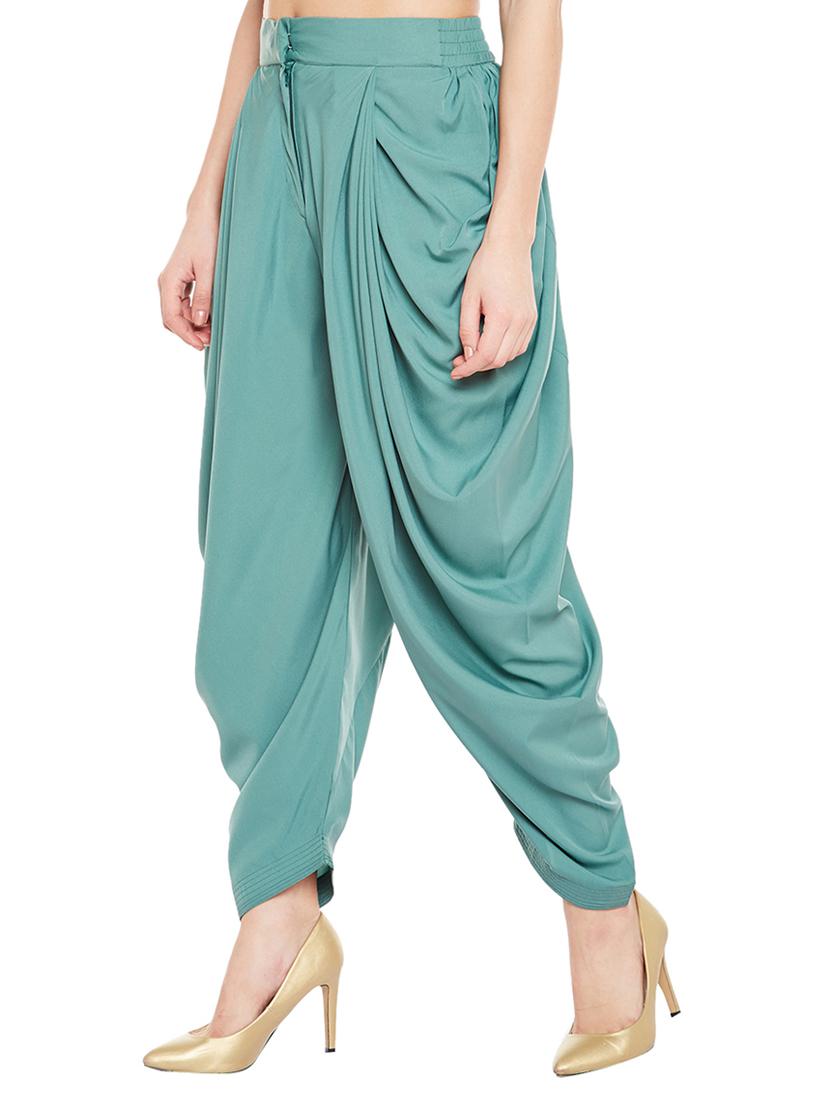 green crepe dhoti salwar salwars - 14635490 - Zoom Image - 2