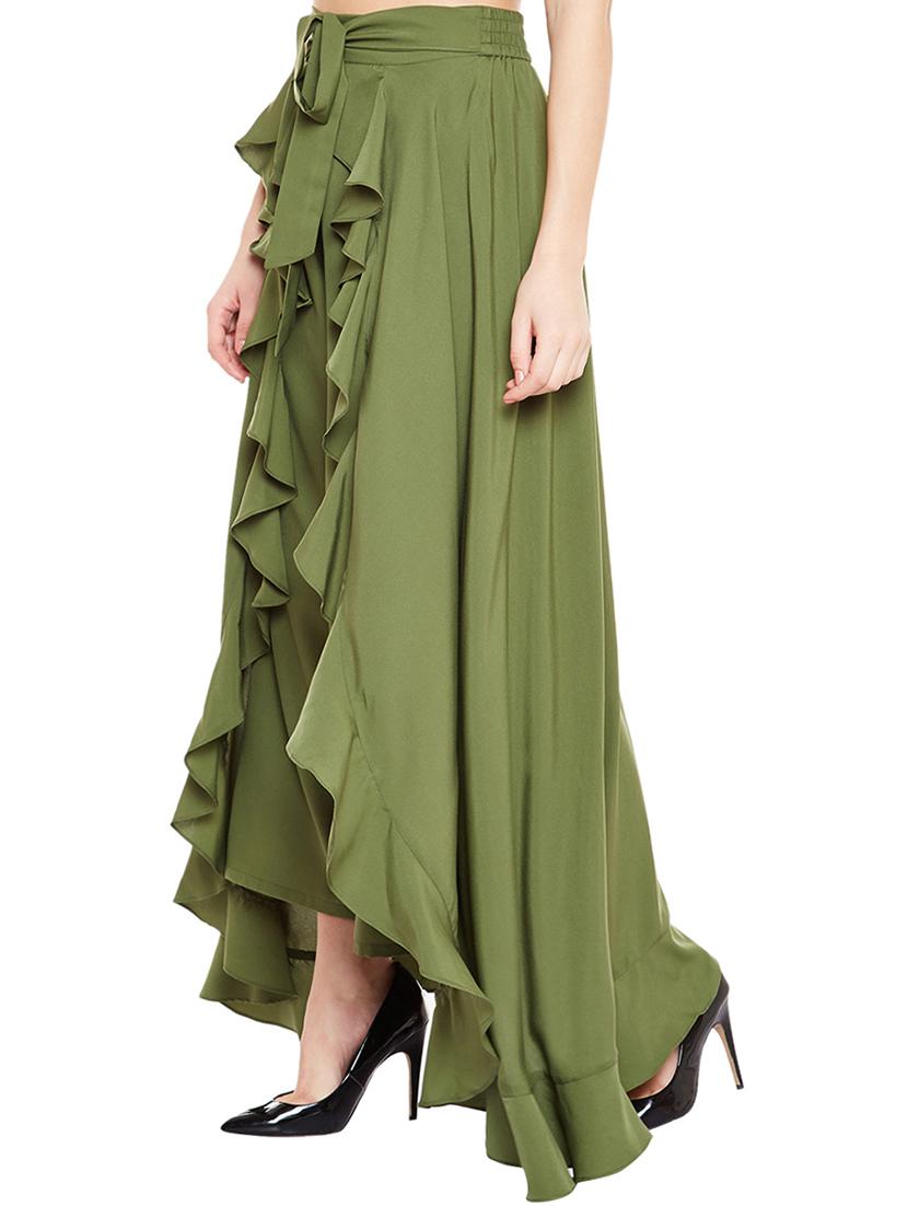 green crepe palazzos - 14635516 - Zoom Image - 2