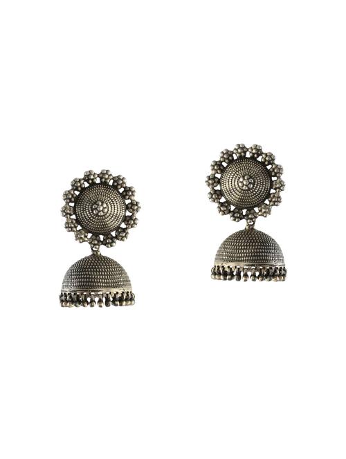silver brass jhumka earrings - 14638660 - Standard Image - 1