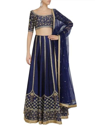 Embroidered kalidaar flared lehenga - 14640528 - Very Small Image - 1
