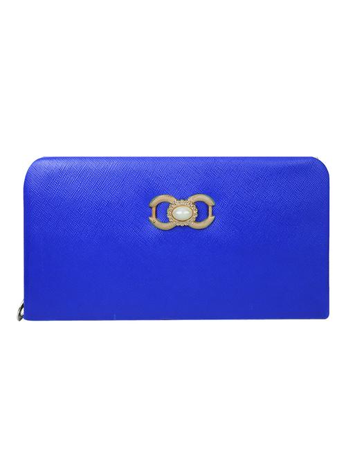 blue leatherette regular clutch - 14640703 - Standard Image - 1