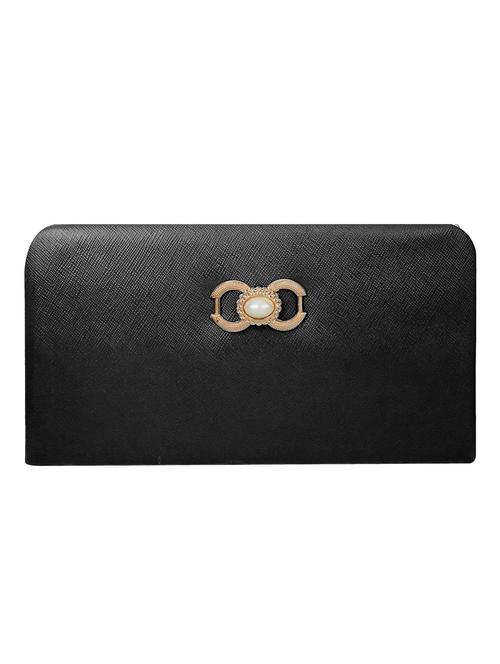 black leatherette regular clutch - 14640705 - Standard Image - 1
