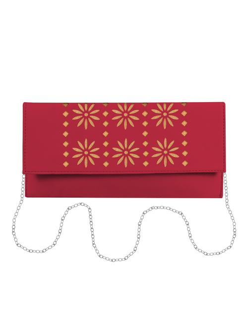 maroon leatherette regular clutch - 14640729 - Standard Image - 1