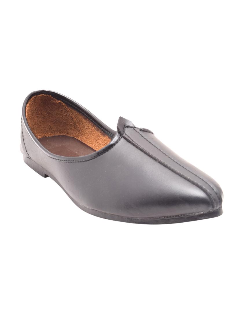 black leatherette slip on mojari