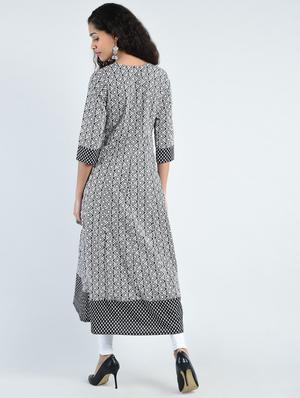 black cotton anarkali kurta - 14641420 - Standard Image - 3