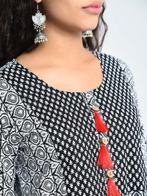 black cotton anarkali kurta - 14641420 - Standard Image - 4