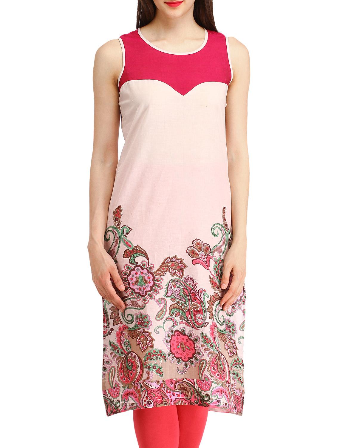 pink cotton straight kurta - 14642083 - Zoom Image - 1