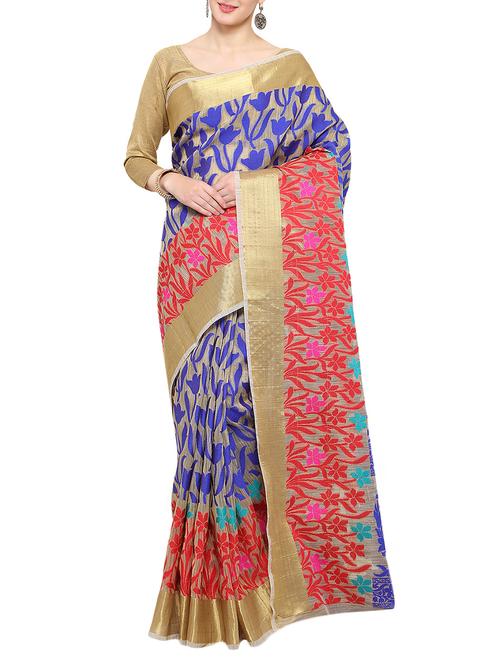 beige cotton silk woven saree with blouse - 14642771 - Standard Image - 1