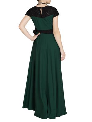 solid green crepe gown - 14645083 - Standard Image - 3