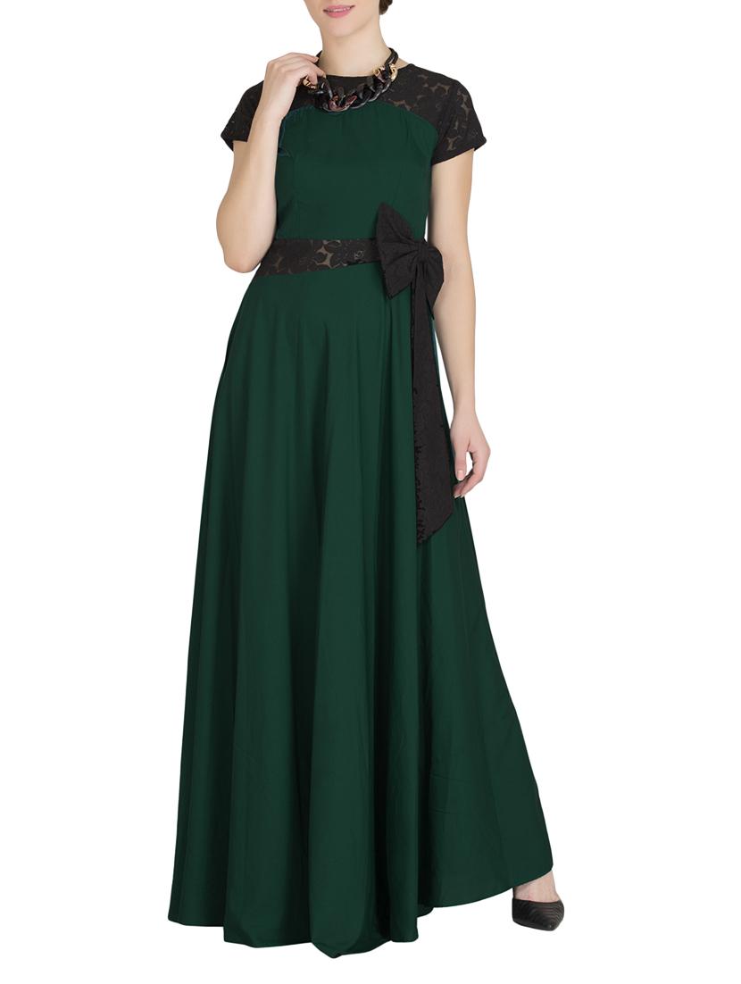 solid green crepe gown - 14645083 - Zoom Image - 1