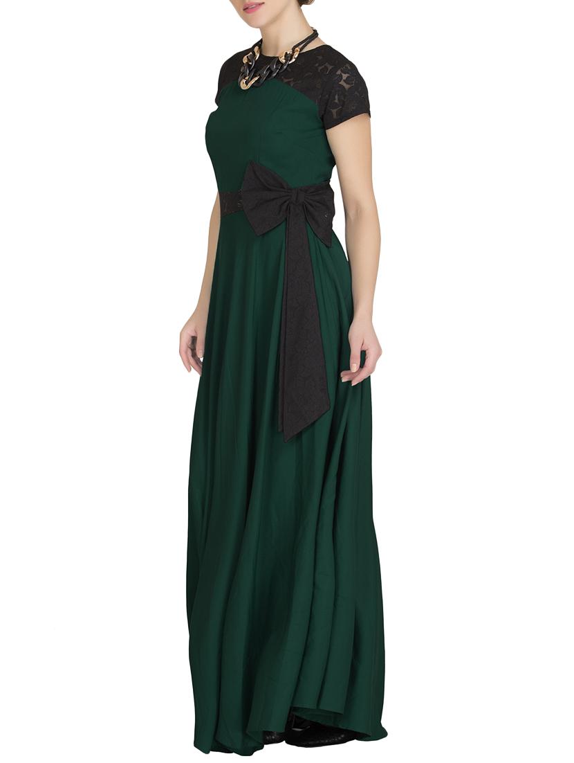 solid green crepe gown - 14645083 - Zoom Image - 2