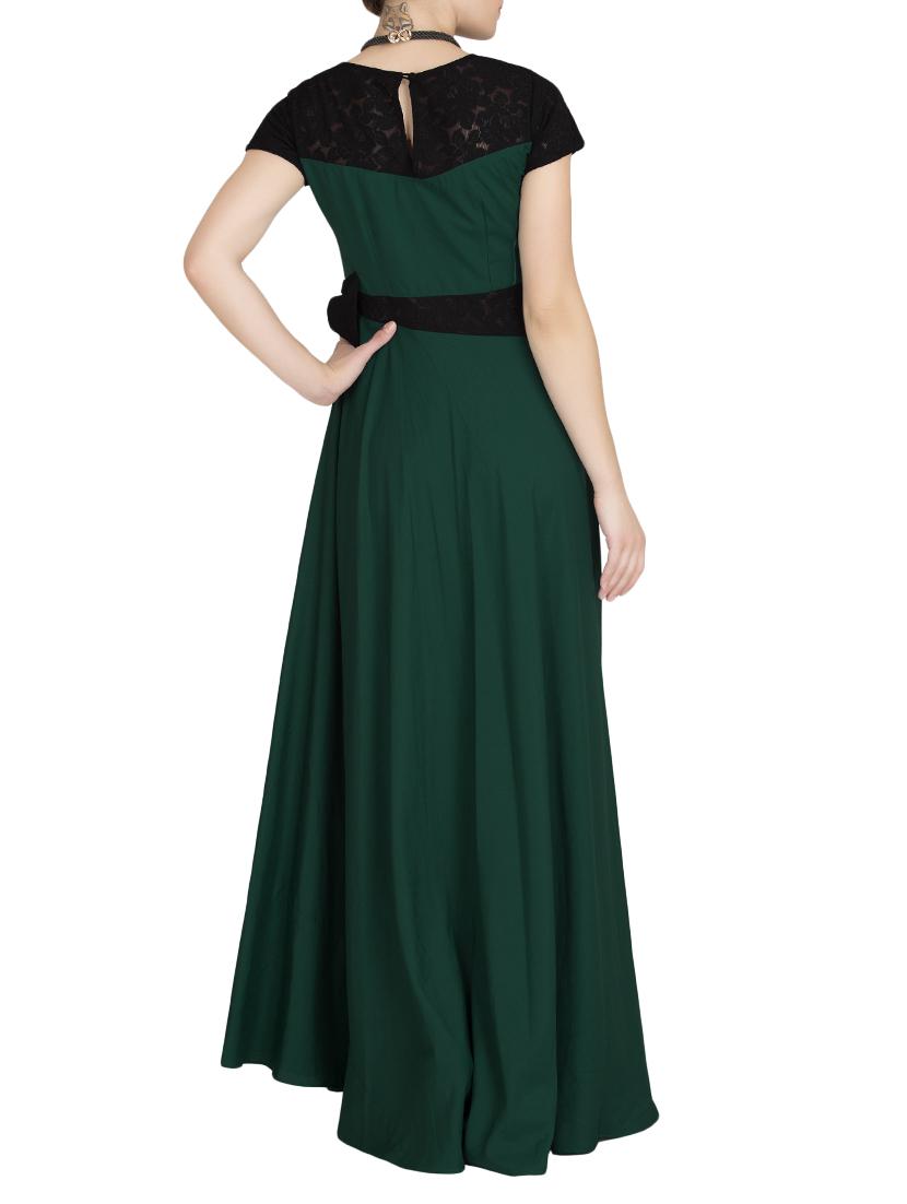 solid green crepe gown - 14645083 - Zoom Image - 3