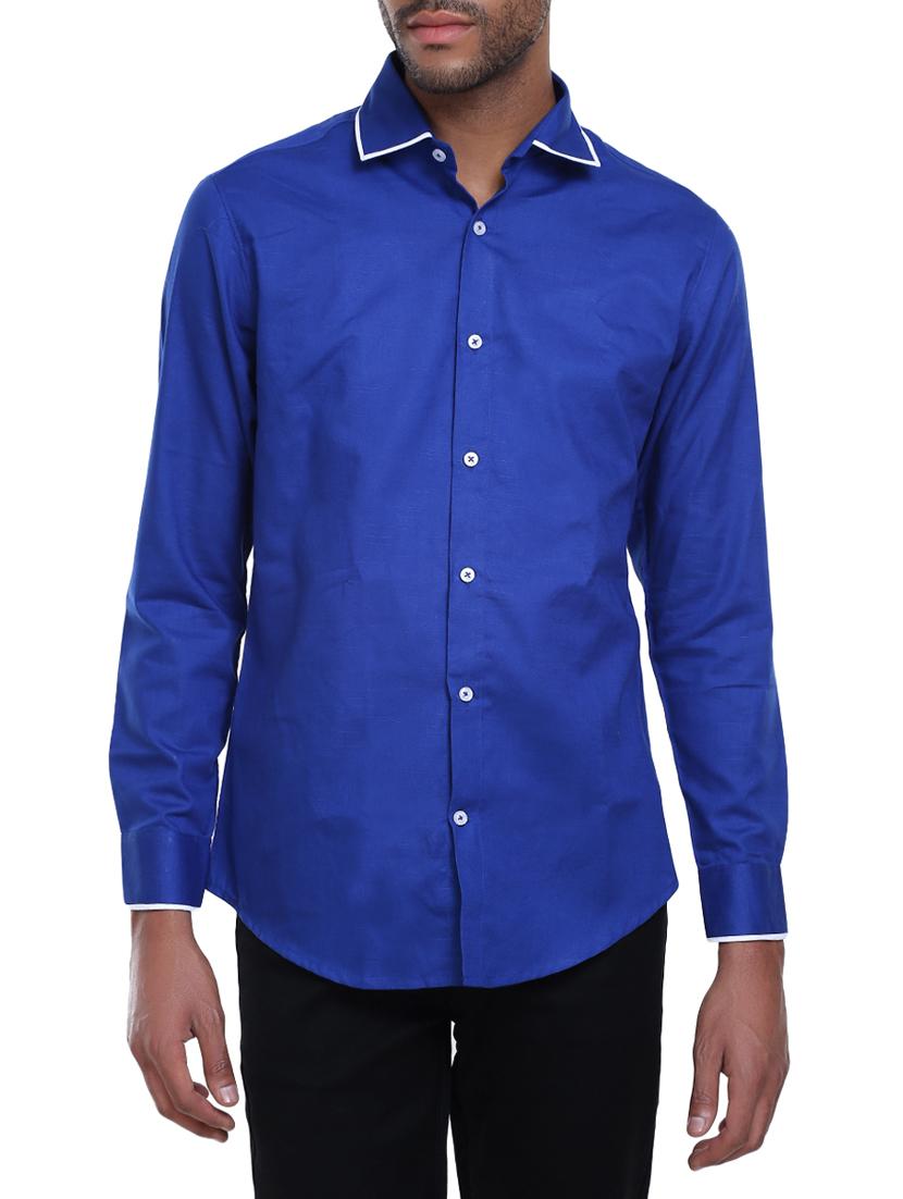 blue cotton casual shirt - 14645785 - Zoom Image - 1