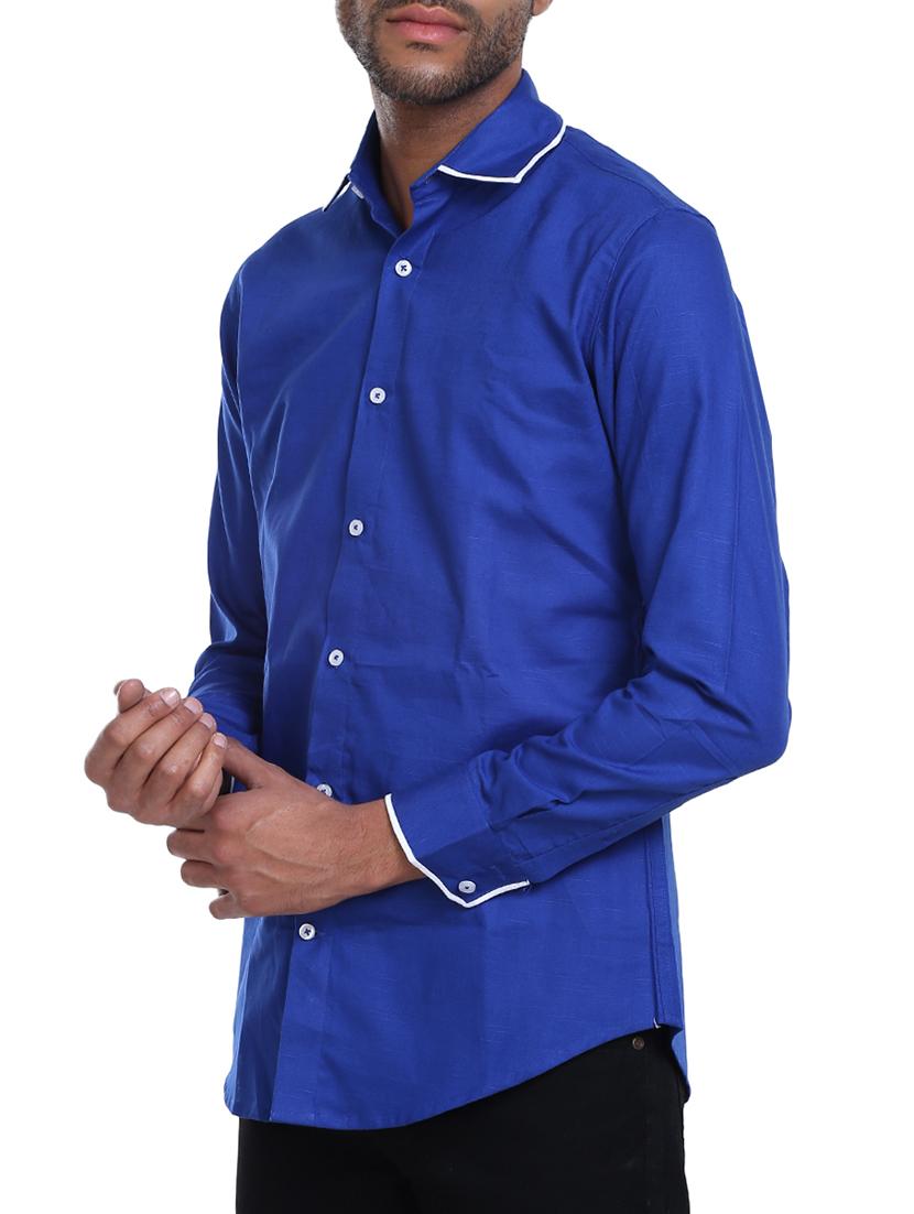 blue cotton casual shirt - 14645785 - Zoom Image - 2