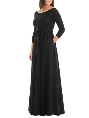 boat neck bow detail gown - 14646207 - Standard Image - 2