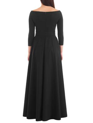 boat neck bow detail gown - 14646207 - Standard Image - 3