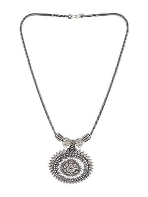silver metal long necklace - 14648663 - Standard Image - 2