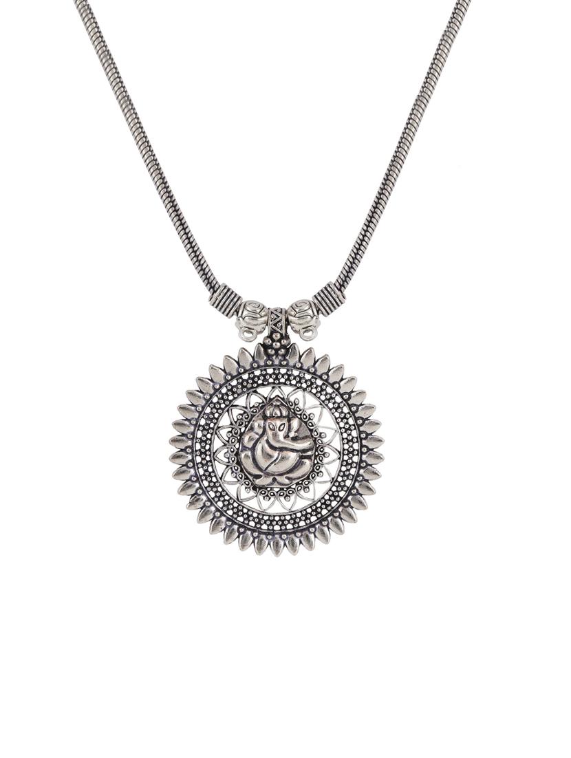 silver metal long necklace - 14648663 - Zoom Image - 1