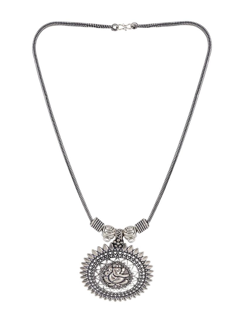 silver metal long necklace - 14648663 - Zoom Image - 2