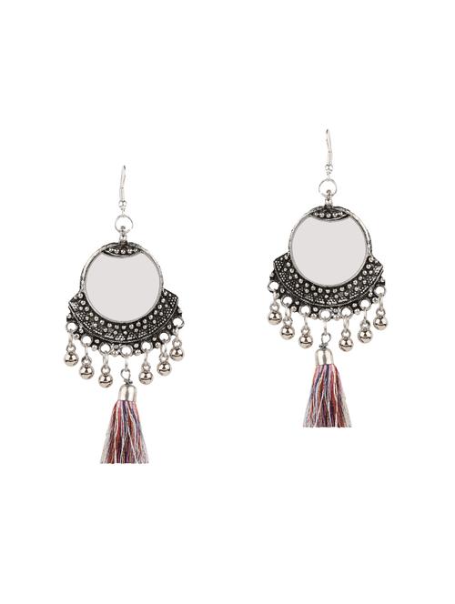 silver metal chandbali earrings - 14649282 - Standard Image - 1