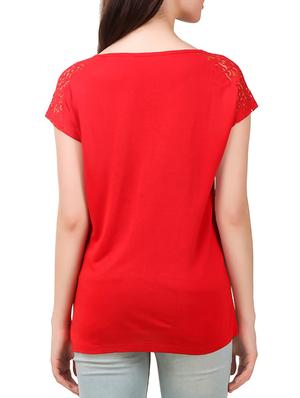 solid red viscose top - 14649577 - Standard Image - 3
